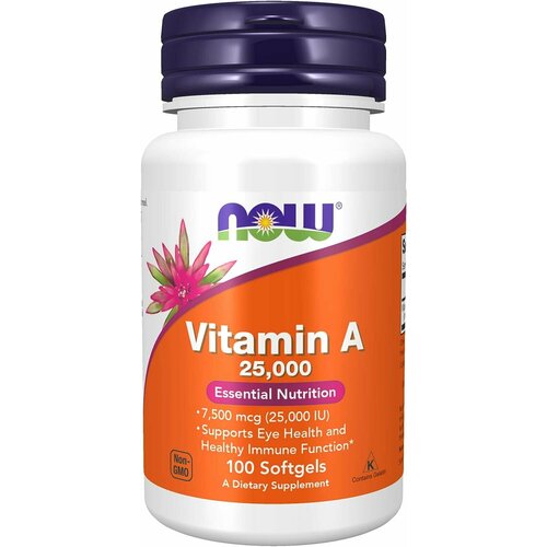 NOW Vitamin A 25000 IU 100 капсул фотография