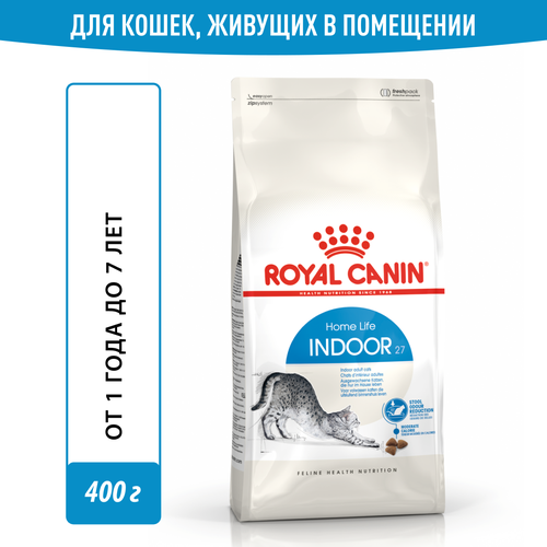 Корм для кошек Royal Canin Indoor 27 (Индор 27) Корм сухой сбалансированный для взрослых кошек, живущих в помещении, 0,4 кг купить за 790 руб, фото