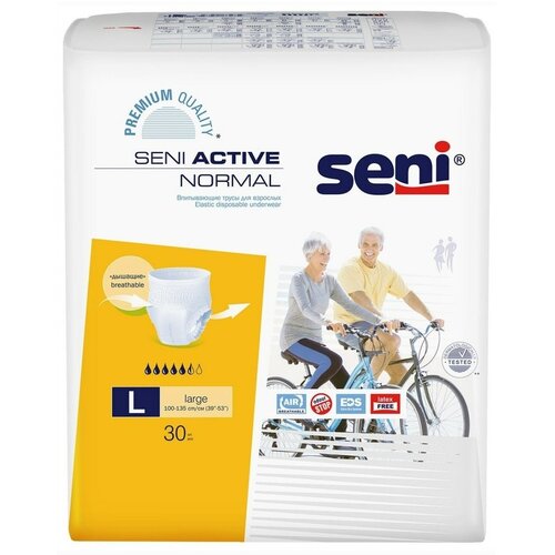 Трусы - подгузники впитывающие для взрослых Seni ACTIVE NORMAL large (обхват 100-135 см), 30 шт. купить за 2629 руб, фото