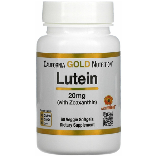 Капсулы California Gold Nutrition Lutein with Zeaxanthin, 50 г, 20 мг, 60 шт. фотография