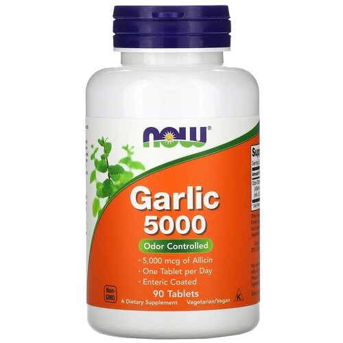 Таблетки NOW Garlic 5000, 140 г, 5000 мкг, 90 шт. купить за 3290 руб, фото