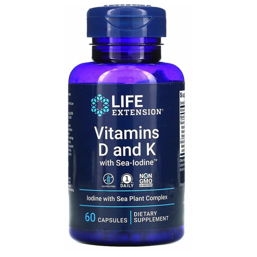 Капсулы Life Extension Vitamins D and K with Sea-Iodine, 80 г, 100 мл, 60 шт. фотография