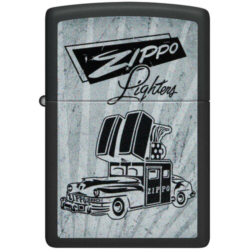 Оригинальная бензиновая зажигалка ZIPPO Classic 48572 Car Design с покрытием Black Matte - Автомобиль ZIPPO фотография