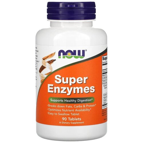 Таблетки NOW Super Enzymes, 250 г, 150 мл, 90 шт. фотография