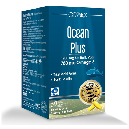 Рыбий жир Омега-3 780 мг ORZAX Ocean plus, 50 капсул купить за 1593 руб, фото