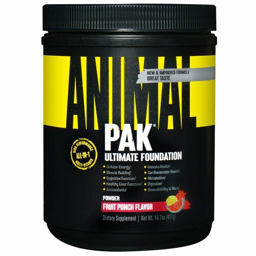 Animal Pak Ultimate Foundation, добавка с мультивитаминами, со вкусом фруктового пунша, 417 г (14,7 унции) фотография