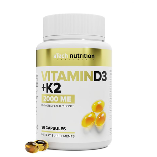 Витамин Д3 + К2 / VITAMIN D3+К2 2000 МЕ aTech nutrition 90 капсул фотография