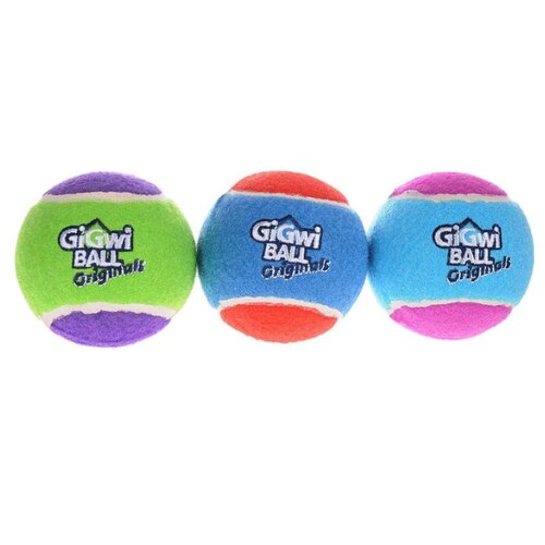 Набор игрушек  для кошек   GiGwi GiGwi ball Original средний (75338),  голубой/красный/фиолетовый, 3шт. фотография