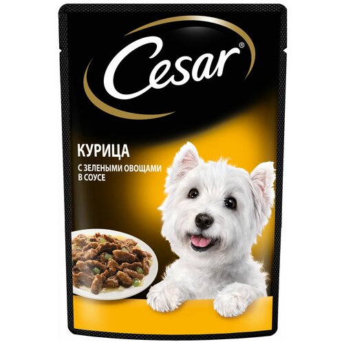 Влажный корм для собак Cesar курица, с зелеными овощами 1 уп. х 1 шт. х 85 г фотография