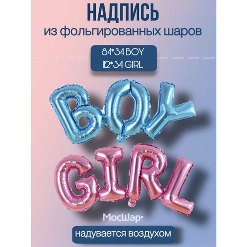 Набор фольгированных воздушных шаров буквы BOY Girl гендерпати, выписка из роддома купить за 362 руб, фото