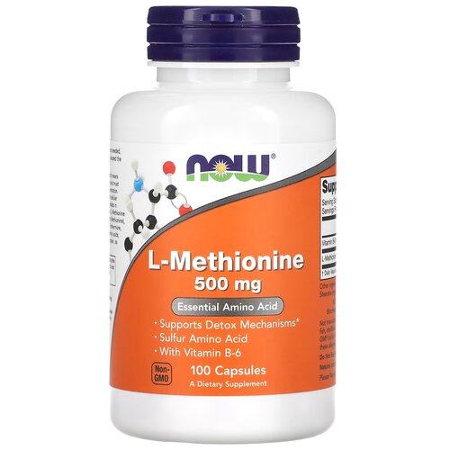 Капсулы NOW L-Methionine, 260 г, 500 мг, 100 шт. фотография