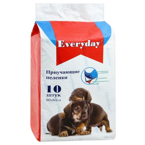 Пеленки для щенков впитывающие Everyday Гелевые 60х60 см 10 шт. 1 шт. 60 см 60 см белый купить за 535 руб, фото