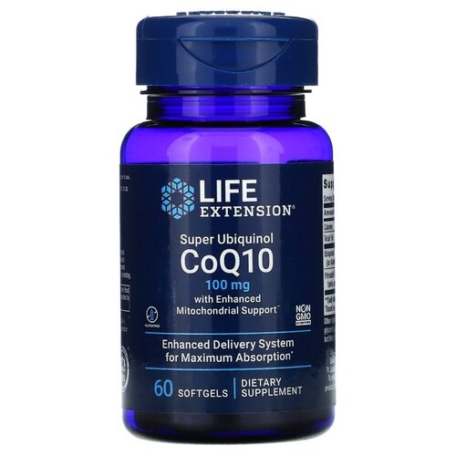 Капсулы Life Extension Super Ubiquinol CoQ10 with Enhanced Mitochondrial Support, 80 г, 100 мг, 60 шт. купить за 6300 руб, фото