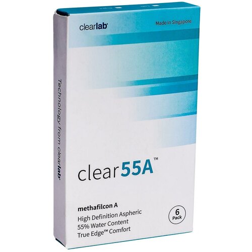 Контактные линзы Clearlab Clear 55A, 6 шт., R 8,7, D -12, прозрачный, 1 уп. фотография