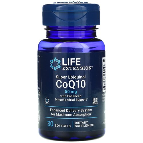 Капсулы Life Extension Super Ubiquinol CoQ10 with Enhanced Mitochondrial Support, 40 г, 50 мг, 30 шт. купить за 2590 руб, фото