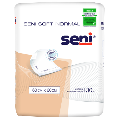 Пеленки впитывающие одноразовые Seni Soft Normal 60 x 60 см, 30 шт. купить за 1244 руб, фото