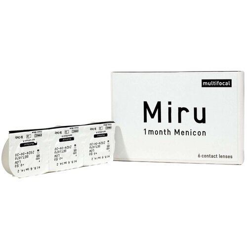 Контактные линзы Menicon Miru 1month Multifocal, 6 шт., R 8,6, D +2, ADD: высокая фотография