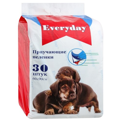 Пеленки для щенков впитывающие Everyday Гелевые 90х60 см 30 шт. 1 шт. 90 см 60 см белый купить за 1518 руб, фото