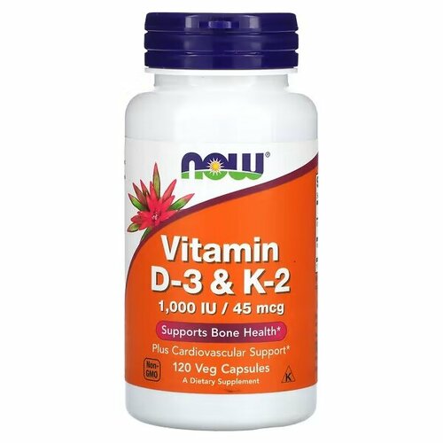 Now Foods Vitamin D-3 & K-2 120 капсул фотография