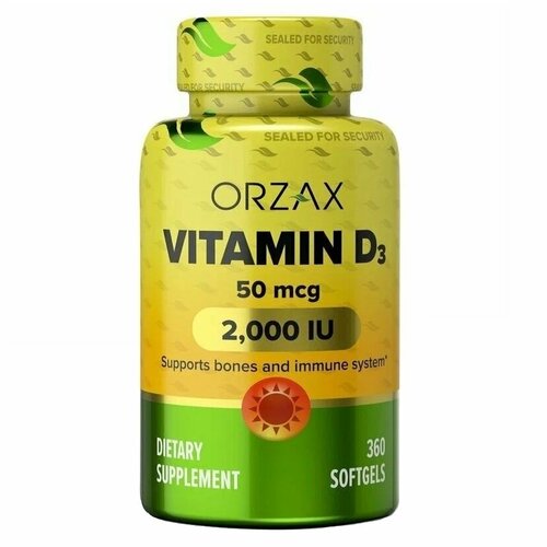 Orzax Vitamin D3 2000IU / Орзакс Витамин Д3 2000МЕ 360 капсул фотография