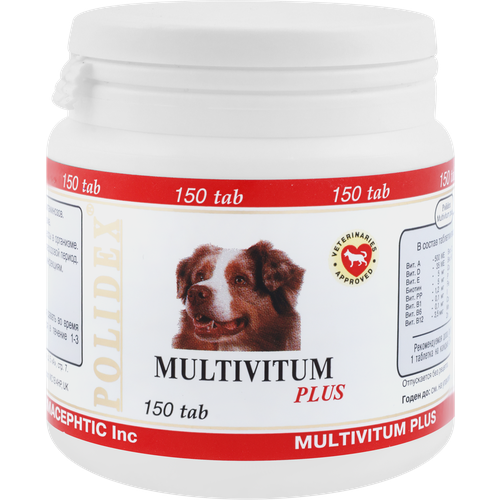 Витамины Polidex Multivitum plus для собак , 150 таб. купить за 790 руб, фото