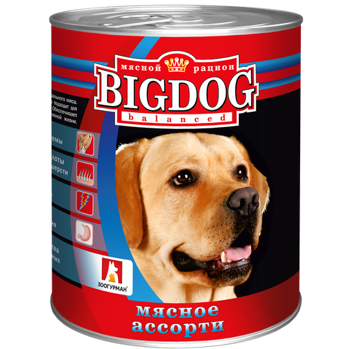 Влажный корм для собак Зоогурман Big Dog, мясное ассорти 1 уп. х 1 шт. х 850 г (для средних и крупных пород) фотография