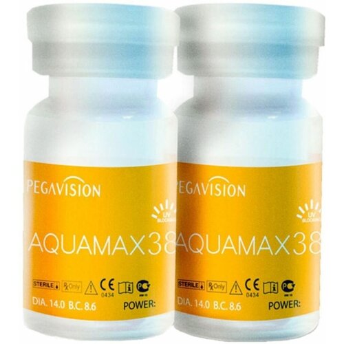 Контактные линзы Pegavision Aquamax 38, 2 шт., R 8,6, D -5,5, бесцветный, 1 уп. фотография