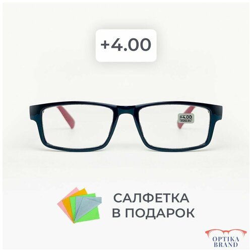 Очки прямоугольные для зрения мужские и женские +4.00 корригирующие очки для чтения +4 купить за 300 руб, фото