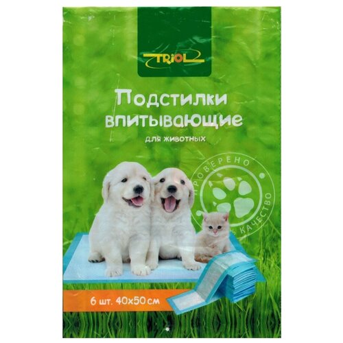 Пеленки для собак многоразовые впитывающие Triol 30551001/30551002 50х40х40 см 6 шт. 1 шт. 50 см 40 см 40 см голубой M 1 см 1 см купить за 306 руб, фото