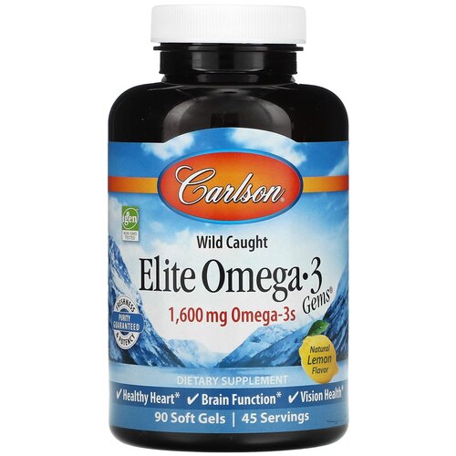 Elite Omega-3 Gems капс., 400 мл, 340 г, 90 шт., лимон фотография