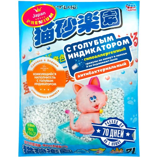 Наполнитель комкующийся Premium Pet Japan целлюлозно-полимерный с голубым индикатором для туалета кошек (7 л) фотография