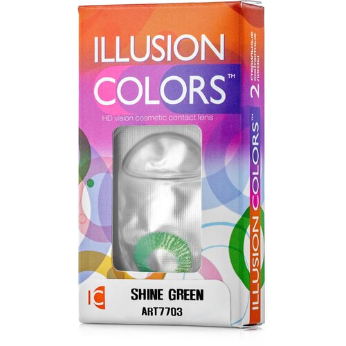 Контактные линзы ILLUSION Colors Shine, 2 шт., R 8,6, D -1,5, green купить за 1190 руб, фото