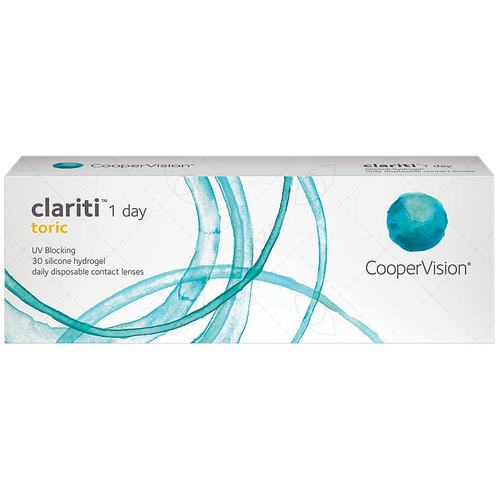 Контактные линзы CooperVision Clariti 1 day toric., 30 шт., R 8,6, D -7,5, CYL: -0,75, AХ: 90, ADD: +1.00 D, прозрачный, 1 уп. фотография