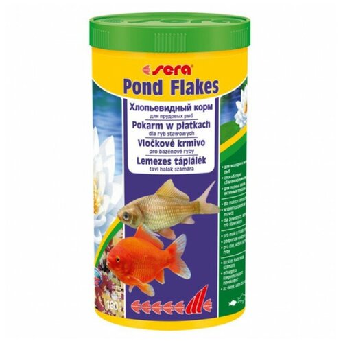 Сухой корм  для  рыб Sera Pond Flakes, 1 л, 180 г фотография