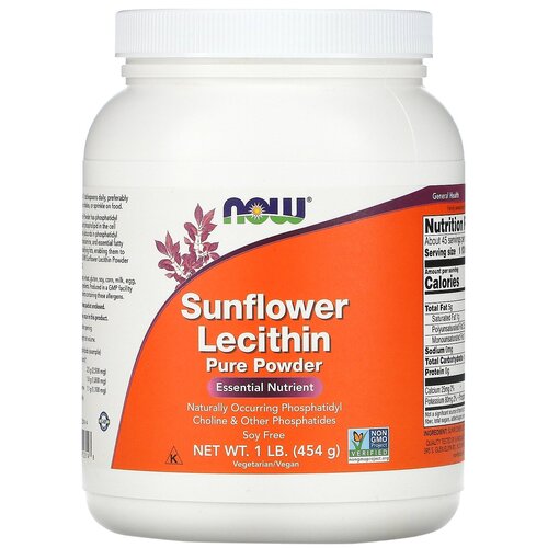 Порошок NOW Sunflower Lecithin, 454 г, 454 мл фотография