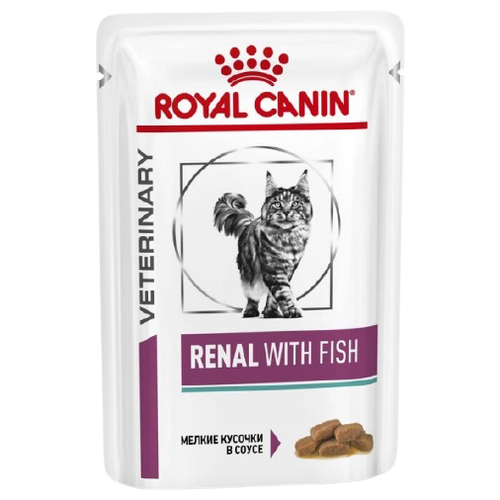 Влажный корм для кошек Royal Canin Renal, при проблемах с почками, с тунцом 6 шт. х 85 г (кусочки в соусе) купить за 1659 руб, фото