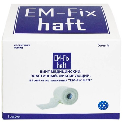 EM-Fix Haft бинт эластичный самофиксирующийся когезивный белый, 20м х 8 см, 1 шт. купить за 960 руб, фото