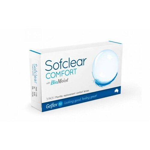 Контактные линзы Gelflex Sofclear Comfort with BioMoist, 3 шт., R 8,6, D -2,75, бесцветный, 1 уп. фотография