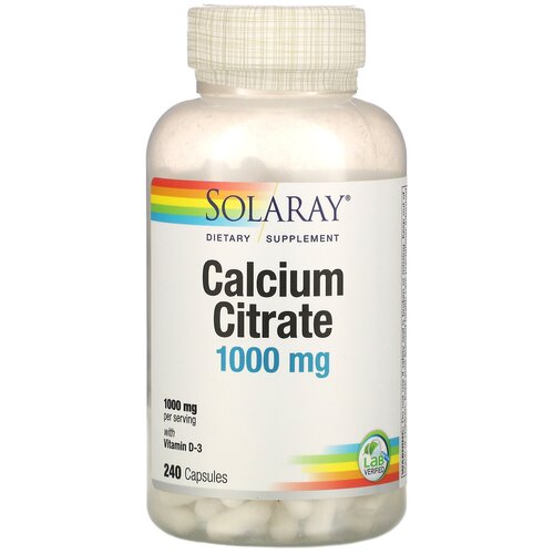 Solaray - Calcium Citrate with Vitamin D-3 1000 мг (240 капсул) - кальций с витамином Д для поддержки плотности костей и иммунитета фотография