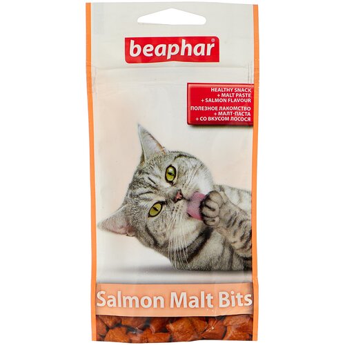 Лакомство для кошек  Beaphar Salmon Malt Bits, 35 г лосось фотография