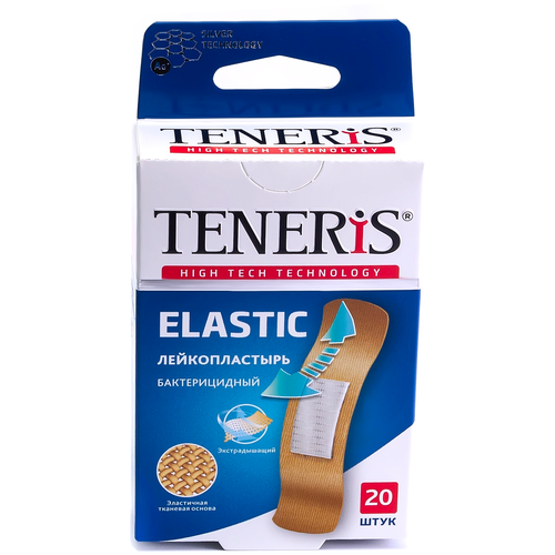 TENERIS Elastic лейкопластырь бактерицидный с ионами серебра на тканевой основе, 20 шт. бежевый фотография