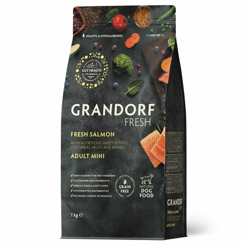 Сухой корм GRANDORF Fresh Dog Adult MINI Salmon&Sweet Potato (Свежее филе лосося с бататом для собак мелких пород) 1 кг / Грандорф фотография