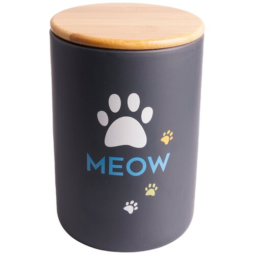 Бокс для корма Mr.Kranch Meow керамический для кошек черный 1,9 л (1 шт) фотография