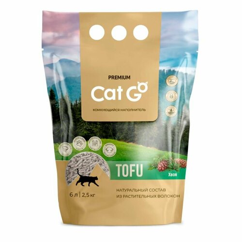 Наполнитель Cat Go TOFU комкующийся, растительный с ароматом хвои, 2,5 кг (6 л) фотография