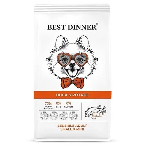 Best Dinner Dog Adult Mini 3кг х 2шт утка с картофелем сухой для собак мелких пород фотография