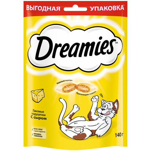 Лакомство для кошек  Dreamies Лакомство для кошек Dreamies подушечки, 140 г сыр фотография