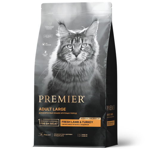 Сухой корм для кошек Premier Cat Adult Large Fresh Lamb&Turkey (Свежее Мясо Ягненка с Индейкой) 400 гр фотография