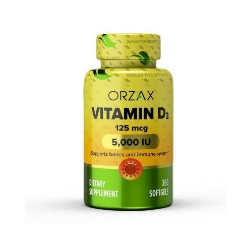 Витамин Д3 (Vitamin D3) 5000 МЕ, ORZAX, 360 капсул фотография