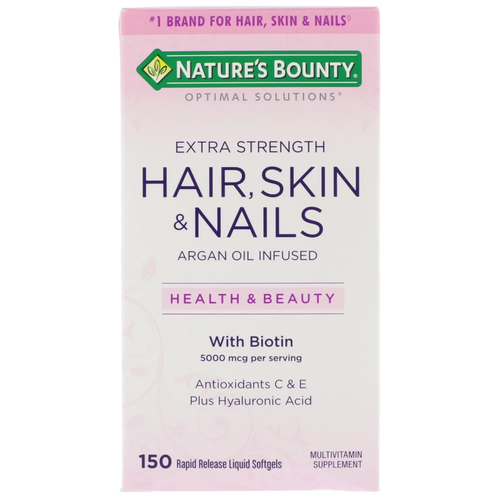 Капсулы Nature's Bounty Extra Strength Hair, Skin & Nails, 5000 мкг, 150 шт. фотография