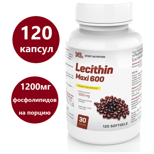 Соевый лецитин XL Lecithin Maxi, 120 капсул, фосфолипиды эссенциальные фотография